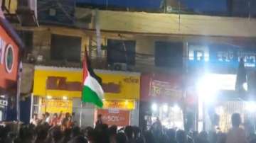 Palestinian flag was raised at a rally in West Bengal