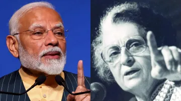 Prime Minister Narendra Modi and former PM Indira Gandhi 