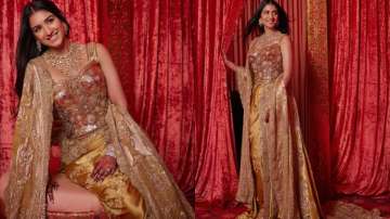 Radhika Merchant's gold outfit by Dolce & Gabbana