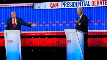 Republican presidential candidate former President Donald Trump, left, and President Joe Biden