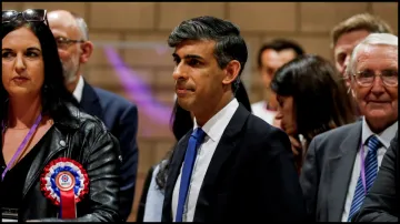 Outgoing British PM Rishi Sunak after conceding defeat to Labour's Keir Starmer