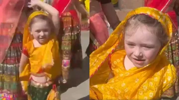 Russian toddler in Indian attire