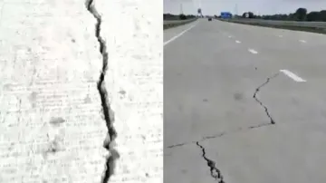 Cracks visible on ​701-km Samruddhi Mahamarg Expressway in Maharashtra.