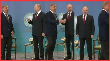 Pakistan PM Shehbaz Sharif and Russian President Vladimir Putin at SCO Summit.