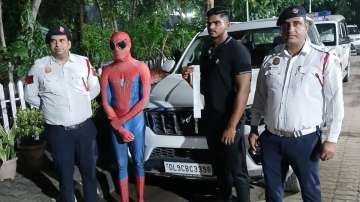 Spiderman arrested for riding on Scorpio car's bonnet