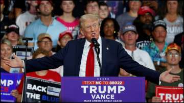 US President Donald Trump at a campaign rally in North Carolina.