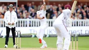 James Anderson in his delivery stride.