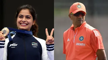 Manu Bhaker and Rahul Dravid.