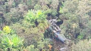 Wreckage of a Cambodian military helicopter that went missing more than two weeks ago