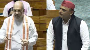 Home Minister Amit Shah and SP chief Akhilesh Yadav 