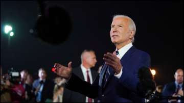 US President Joe Biden speaking at Joint Base Andrews, Maryland.