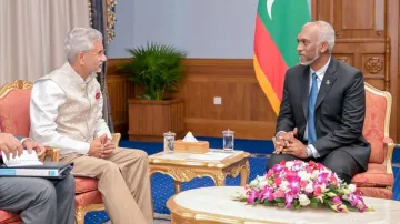 EAM S Jaishankar during a crucial meeting with Maldivian President Mohamed Muizzu in Male.