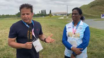 India TV sports editor Samip Rajguru with PT Usha