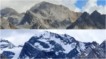 Video shows 'Om' and snow disappear from world-famous mountain in Uttarakhand.