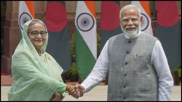 Sheikh Hasina with PM Modi in New Delhi during her state visit in June.