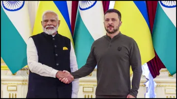 Prime Minister Narendra Modi with Ukrainian President Volodymyr Zelenskyy in Kyiv.