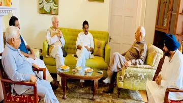 Congress leader KC Venugopal and NC chief Farooq Abdullah, along with other senior leaders hold a seat-sharing meeting 