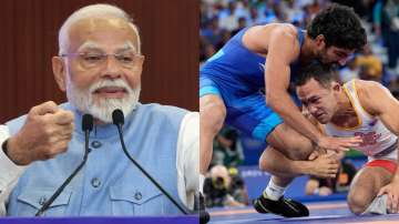 PM Narendra Modi and Indian wrestler Aman Sehrawat