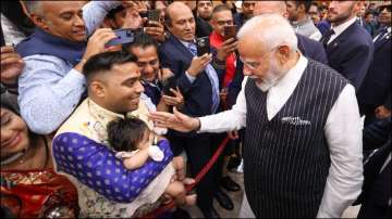 PM Modi welcomed by Indian diaspora in Poland.