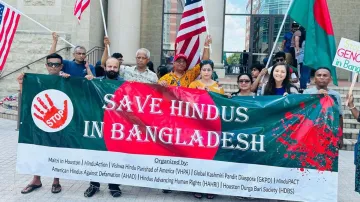 People stage protest in Houston against anti-Hindu violence in Bangladesh