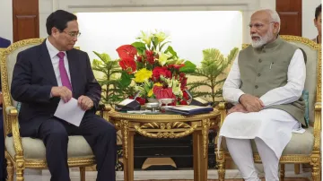 Vietnamese Prime Minister Pham Minh Chinh with PM Modi in New Delhi