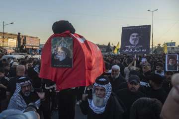 Supporters carrying body of Hezbollah leader Sayyed Hassan Nasrallah