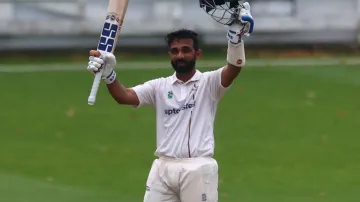 Ajinkya Rahane slammed his maiden century for Leicestershire as he led a magnificent rearguard action for his side alongside Peter Handscomb