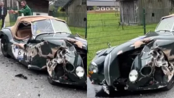 Car lovers slam driver who damages antique Jaguar 