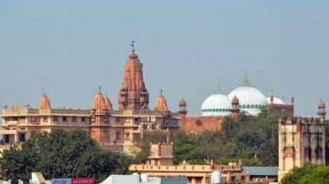 A view of the Krishna Janmasthan Temple Complex and Shahi Eidgah Mosque, in Mathura.