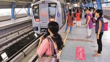 Passengers at Delhi Metro Station