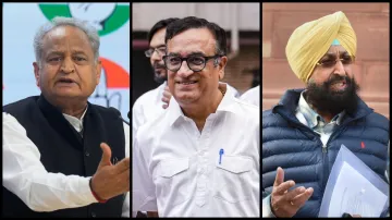 Congress leaders Ashok Gehlot, Ajay Maken and Partap Singh Bajwa.