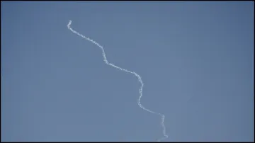 Israel's David's Sling system operates for interception as rockets are fired from Lebanon.