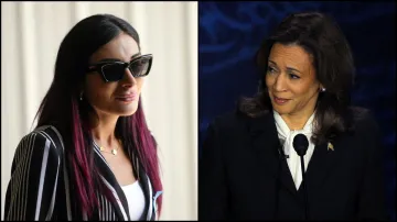 US right-wing activist Laura Loomer and Democratic Vice President Kamala Harris.