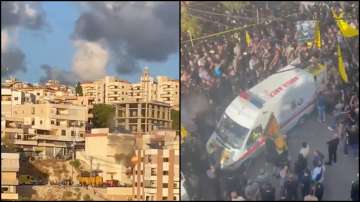 Smoke and fire seen in Lebanon after walkie-talkies used by Hezbollah exploded, even during a funeral on Wednesday.