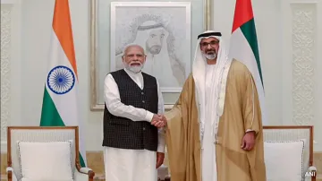 PM Narendra Modi and UAE Crown Price Sheikh Khaled bin Mohamed bin Zayed Al Nahyan 