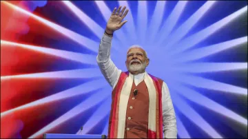 PM Narendra Modi addressing the 'Modi and US' diaspora event in New York.