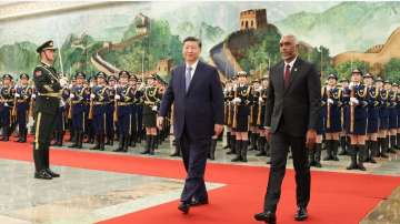 Chinese President Xi Jinping with Maldivian President Mohamed Muizzu