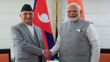 PM Modi meets Nepalese counterpart KP Sharma Oli for a bilateral meeting in New York.