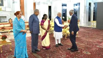 Maldivian President Muizzu during the official banquet hosted by the Indian President.