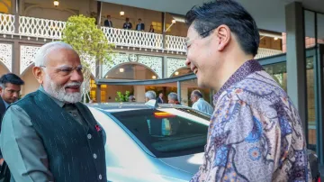 Prime Minister Narendra Modi during a meeting with Prime Minister of Singapore Lawrence Wong, in Sin