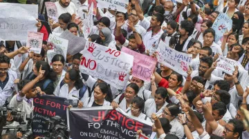 The doctors have been protesting outside Swasthya Bhawan, the state health secretariat.