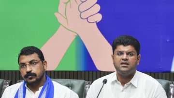 Azad Samaj Party (Kanshi Ram) chief Chandra Shekhar Azad and Jannayak Janta Party leader Dushyant Chautala