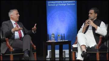 Congress leader Rahul Gandhi during an interaction in Georgetown University, Washington DC 