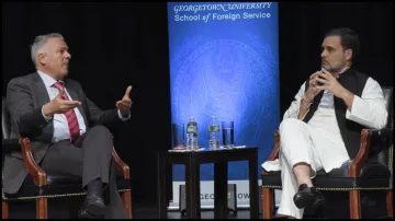 Congress leader Rahul Gandhi during an interaction in Georgetown University, Washington DC 