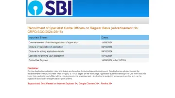 SBI SCO Recruitment 2024 online application begins