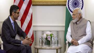 Prime Minister Narendra Modi with the CEO of Google Sundar Pichai