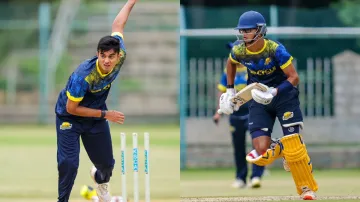 Samit Dravid playing for Mysuru Warriors.