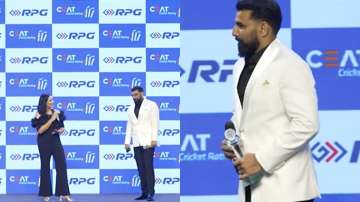 Mohammed Shami and Mayanti Binny at the CEAT Cricket Awards.