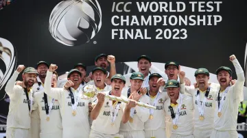 Australia with the Test mace.