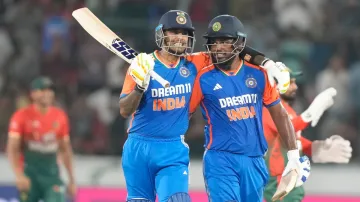 Sanju Samson and Suryakumar Yadav's 173-run partnership off just 69 deliveries laid the foundation for a huge score of 297 runs for India in the third T20I